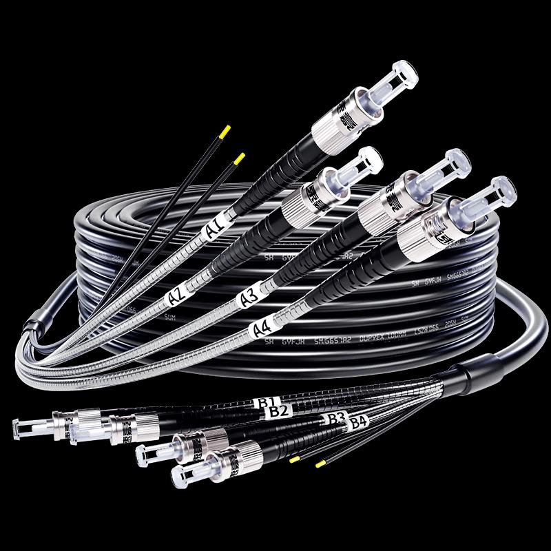 ST-ST Single-Mode 4-Core Armored Outdoor Tactical Fiber Optic Patch Cord