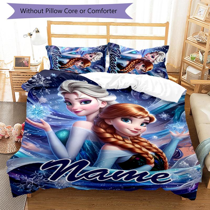 3pcs Frozen6 Cover Set - Personalized Name, HD Printed Bedding with 1 Cover and 2 Pillowcases - Perfect for Home Decor, Easy Care