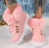 Fashion Women Boots Winter Fashion Women Plush Warm Lace Up Comfortable Platform Flats Casual Sneakers Plus Size Shoes for Women 36-43