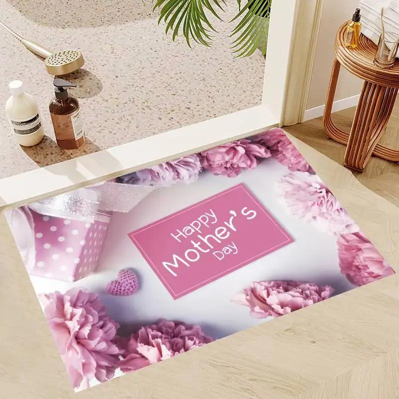 Mother's Day Theme Floor Mat Door Mat Washable Non-Slip Living Room Sofa Chairs Area Mat Kitchen Doormat Area Rug KId Play Mats