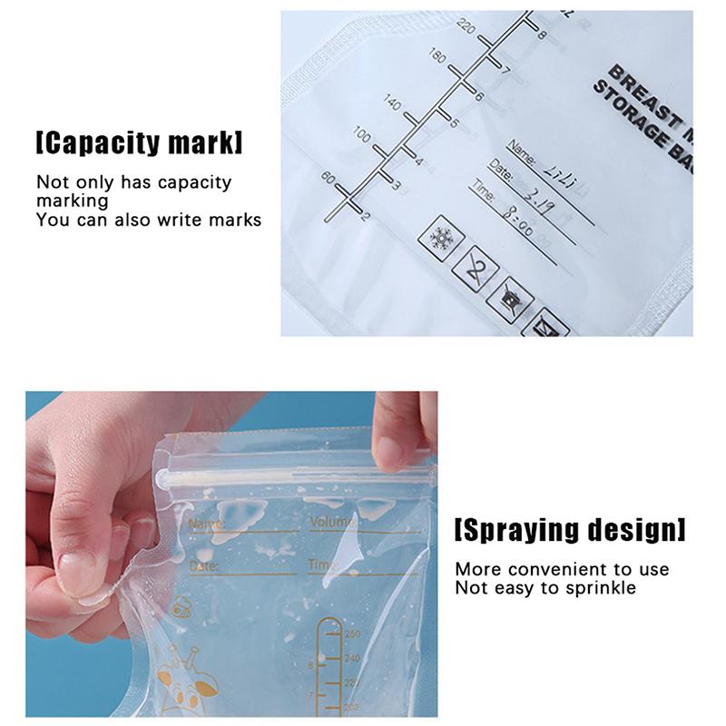 30Pcs/Pack 150/240/250Ml Easy Pour Spout Breast Milk Storage Bag Disposable Small Capacity Frozen Milk Storage Bag Bpa Free