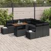 VidaXL Ensemble de salle à manger de jardin de 9 pièces avec coussins en poly rotin noir et acacia 3349946