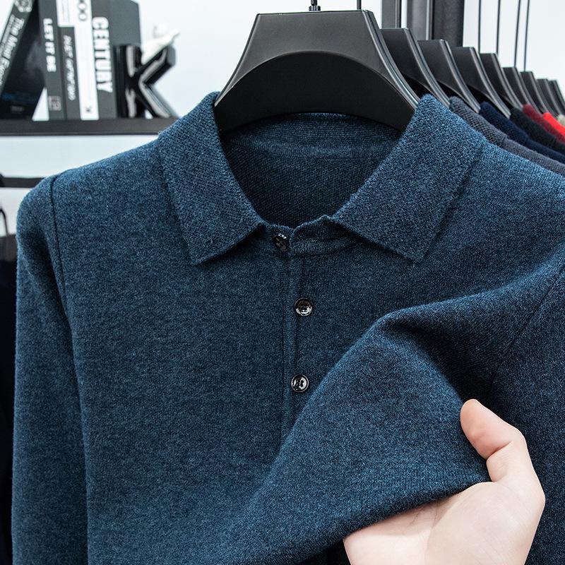 Men s Autumn/Winter Business Casual Loose Knit Sweater with Thickened Lapel Medium