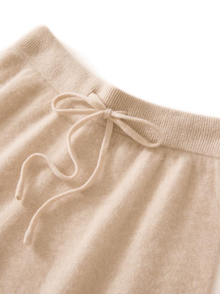 100% Pure Cashmere Women's Wide-Leg Knit Pants – Thickened, Drape, Floor-Length, Autumn/Winter Wear