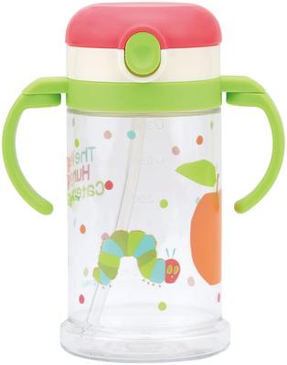 Skater Baby Straw Mug with Foldable Handle and Shoulder The Very Hungry Suitable for Ages 1 and Strap, 2-Way Type, 370ml, Caterpillar, Up, KSHW2N-A