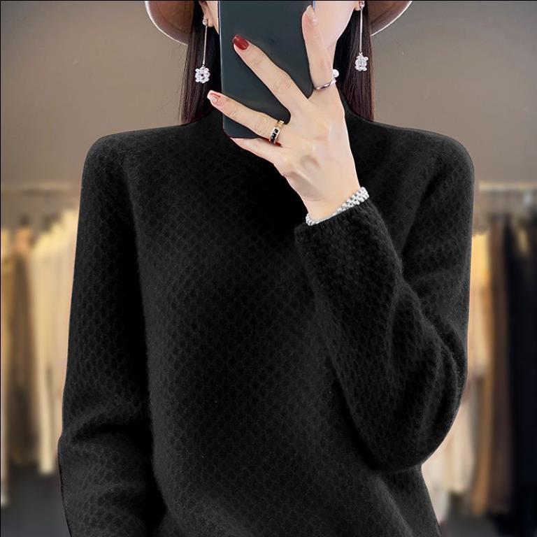 Autumn Winter Women's Sweater Wool High Neck Knit Pullover Thick Jumpers Female Knit Tops