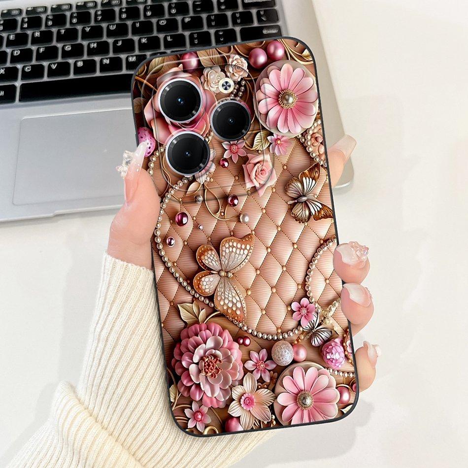 For Infinix Hot 40 40i 40Pro Beautiful Bow Rose Painting Phone Case For Infinix Hot40 40 Pro 40i Soft Silicone Shockproof Cases