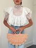 Europäisch-Amerikanisches High-Neck-Spitzen-Netz-Schicht-Patchwork-T-Shirt