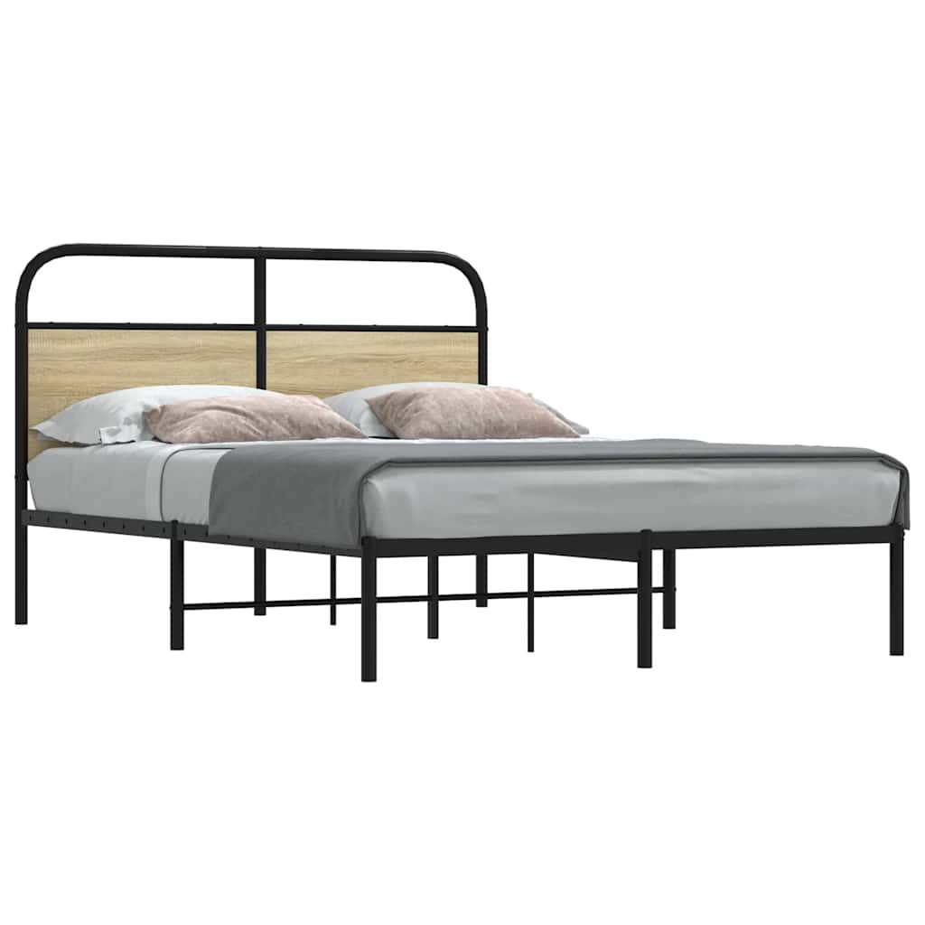 Bed Frame without Mattress 140 x 190 cm Sonoma Oak Wood Based Panel