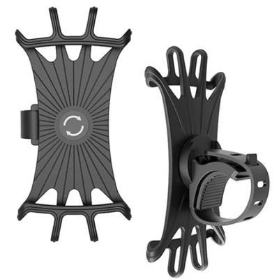 Smartphone Holder Bicycle Bike Easy To Remove Silicone Compact Lightweight Cycling 360 Degree Rotation Black