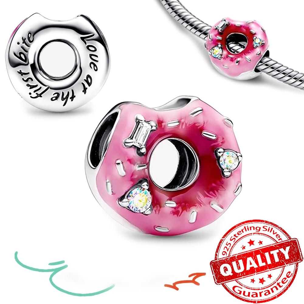 Beautiful Christmas Rainbow Candy Dangle Charm Fit Original Bracelet Copper Donut Charm For Diy Jewelry Making Gift