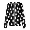 Women's Halloween Print Long Sleeve Cardigan Scrub Top with Single-Breasted Closure