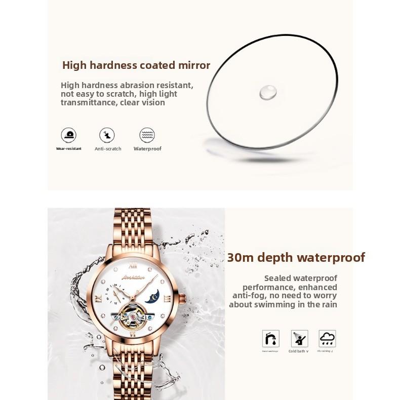 Orologi Meccanici Multifunzione JINSHIDUN, Eleganti Orologi da Donna Scheletrati Impermeabili