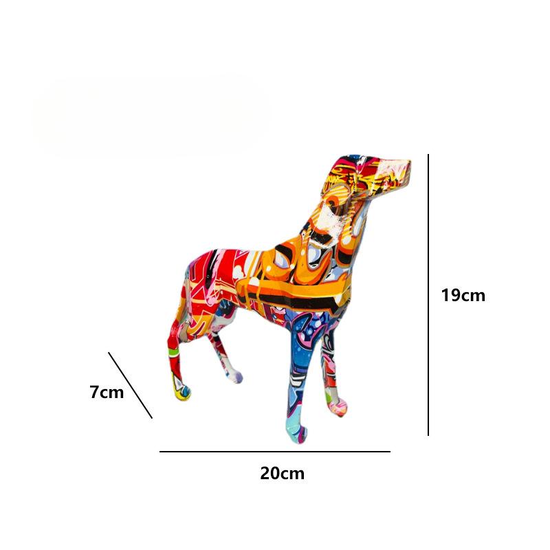 Creative Geometric Colorful Dog Ornaments Resin Crafts Animal Home Office Entrance Wine Cabinet Decoration