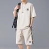 Summer Casual Sports Suit Casual Ice Silk Short Sleeved T-shirt Tracksuit Men Two-piece Set