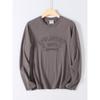 Foreign Trade Surplus Cotton Washed 3D Embossed Printed Long-Sleeve T-Shirt for Men, Autumn Round Neck Casual Base Shirt