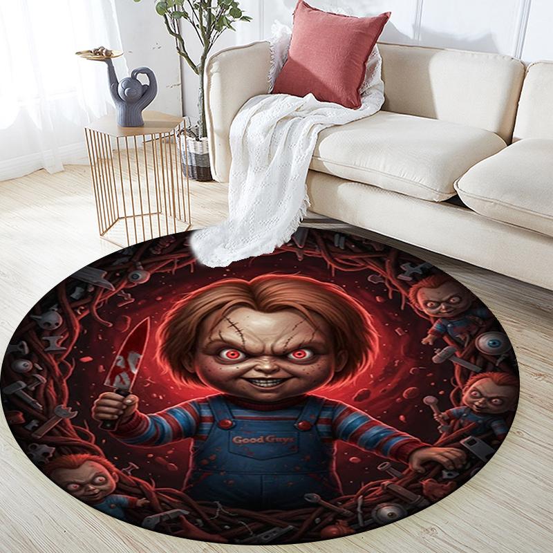 Tappeto Rotondo con Stampa Cartoon, Tappeto per Soggiorno Camera da Letto Divano Sala Giochi Decorazione, Tappetino Antiscivolo