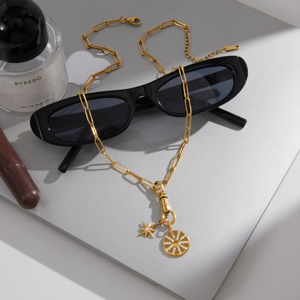 Youthway Classic Zircon Star Pendant Necklace For Women Minimalist 18K Gold Plated Stainless Steel Necklace Fashion Jewelry Gift