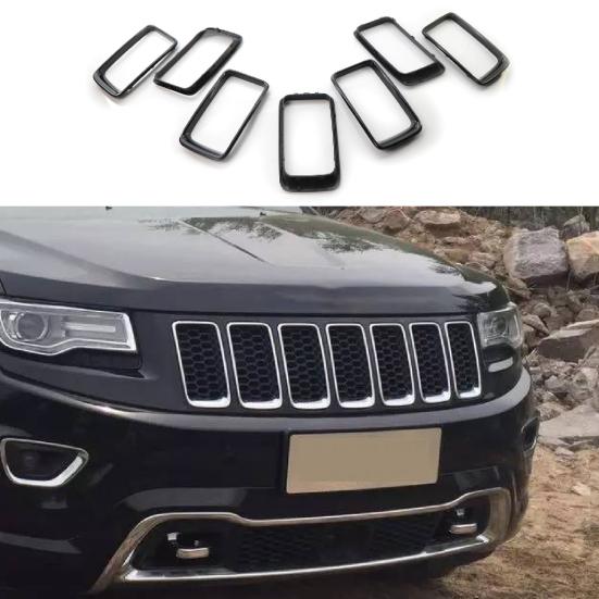 

7 шт./комплект накладок на переднюю решетку, самоклеящиеся, термостойкие, ярко-черные, передняя решетка