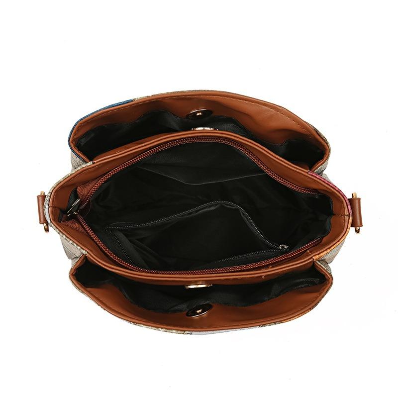 Spleißen kontrastfarbenes Rautenmuster kleine quadratische Tasche neu retro vielseitige Umhängetasche mit mehreren Fächern und großem Fassungsvermögen