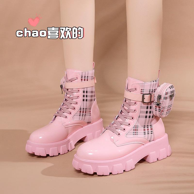 2025 New In Women's Boots Mujer Boots Women Platform High Top Fashion Boots Side Zipper Lace-up Versatile Warm Women