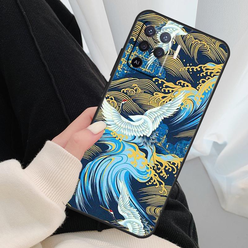 Japanese Cranes Art Case For Oppo A17 A57 A77 A40 A78 A54 A74 A94 A76 A16 A96 A18 A60 A80 A38 A58 A98 A15 A5 Pro
