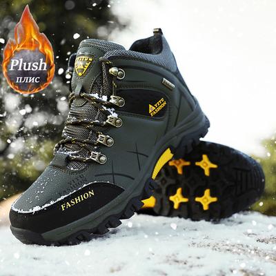 Herrenschuhe Winter Warm Schneestiefel Baumwollschuhe Herren Outdoor Leder Freizeitsneaker High Top Wandern Laufen Stiefeletten Zapatos Hombre