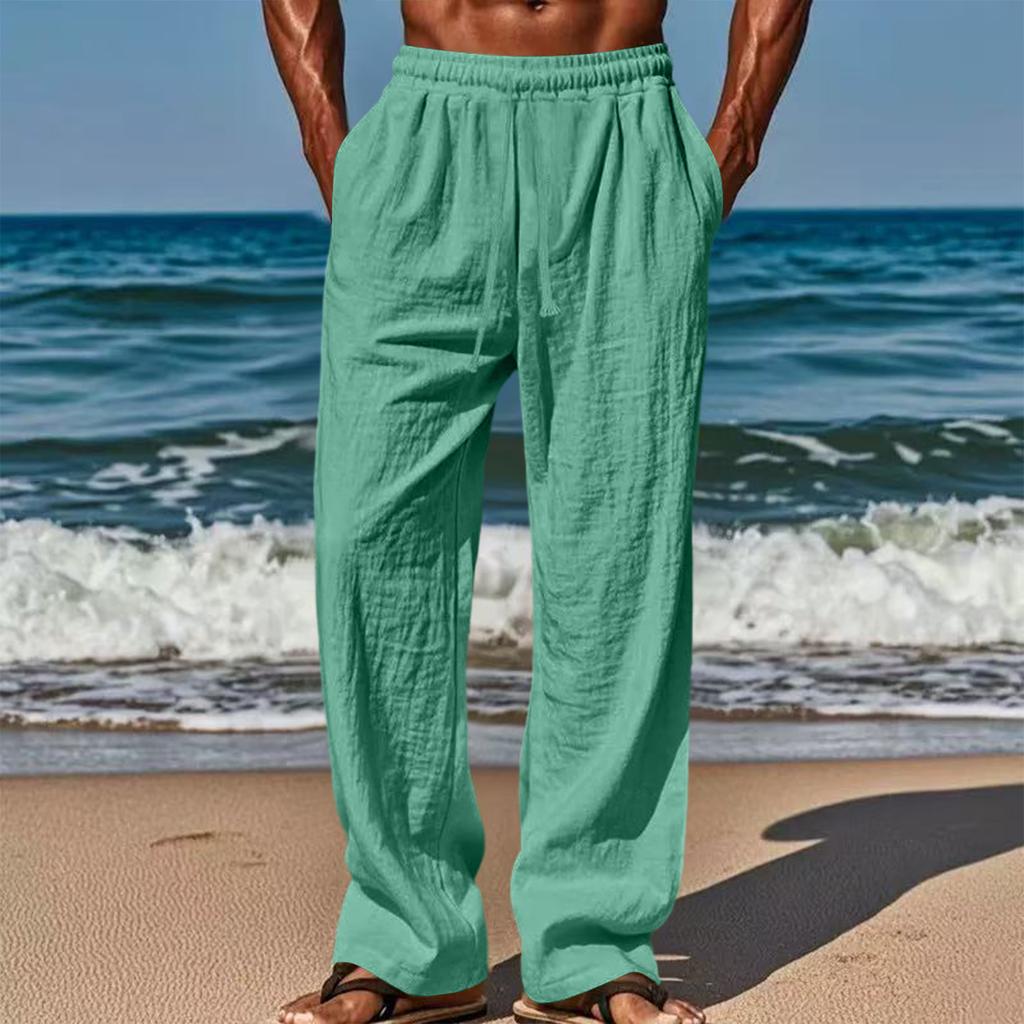 Men's Loose And Casual Sports Breathable Long Pants, Casual Cotton And Linen Pants