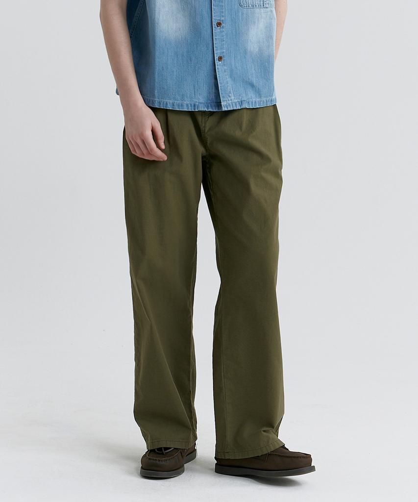 MAGOODGAN Patro 4814 Linen-Like Double-Pleat Wide-Fit Khaki Pants