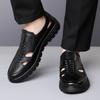 Fashion Designer New British-style Hollow Men's Loafers Fashion Thick-soled Shallow-mouth Slip-on Outdoor Hiking Leather Male Shoes