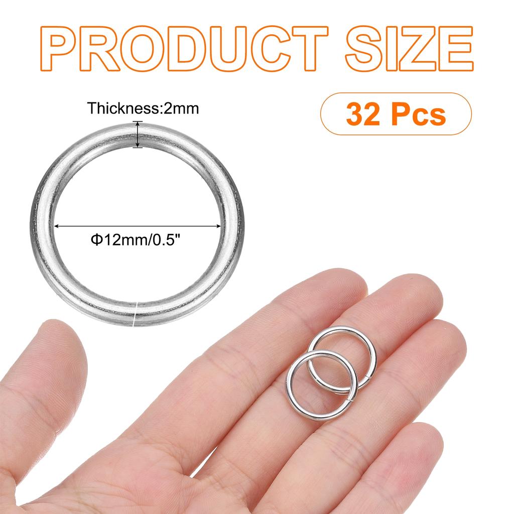 32pcs O Ring Buckle Zinc Alloy Opening O-Rings Clasp Clips for Crafts Keyrings Bags Straps Belts DIY Accessories