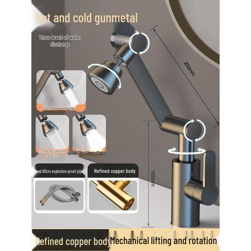 HANDUNYOU Flexible Arm Universal Brass Faucet