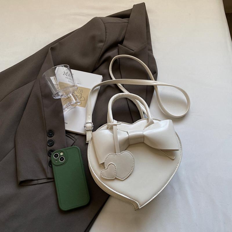 Trendy Love Shaped Small Handbag Butterfly Knot Single Shoulder Bags Fashion Versatile Heart Pendant Crossbody Bag