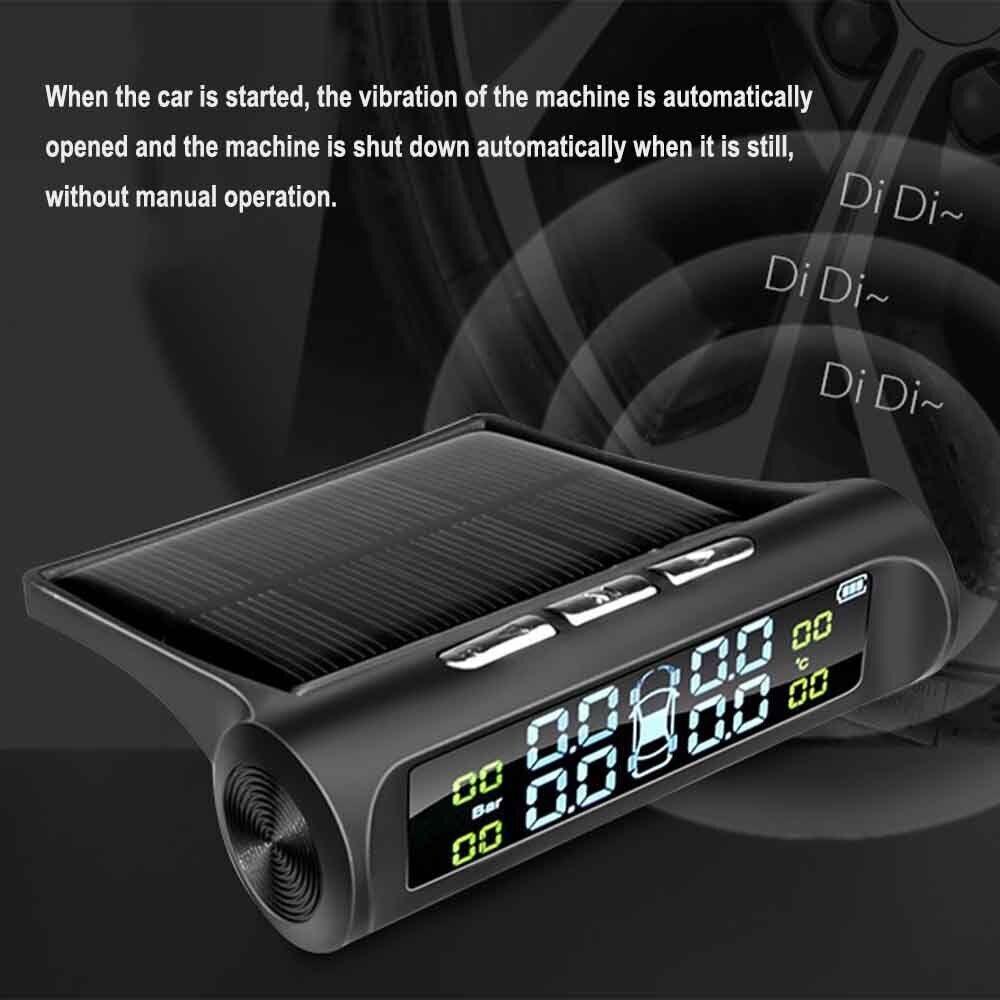 Solar TPMS Monitor System LCD Display Auto Security Alarm Systems Car Tire Pressure Alarm