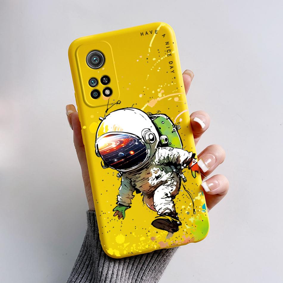 For Xiaomi Mi 10T 5G Phone Case 6.67'' Back Cover Fashion Astronaut Matte Liquid Silicone Shell For Xiaomi Mi 10T Pro 5G Fundas