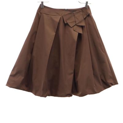 FOXEY NEW YORK Made In Japan Mini Length Pleated Skirt 38 Brown Back Zip Women Used