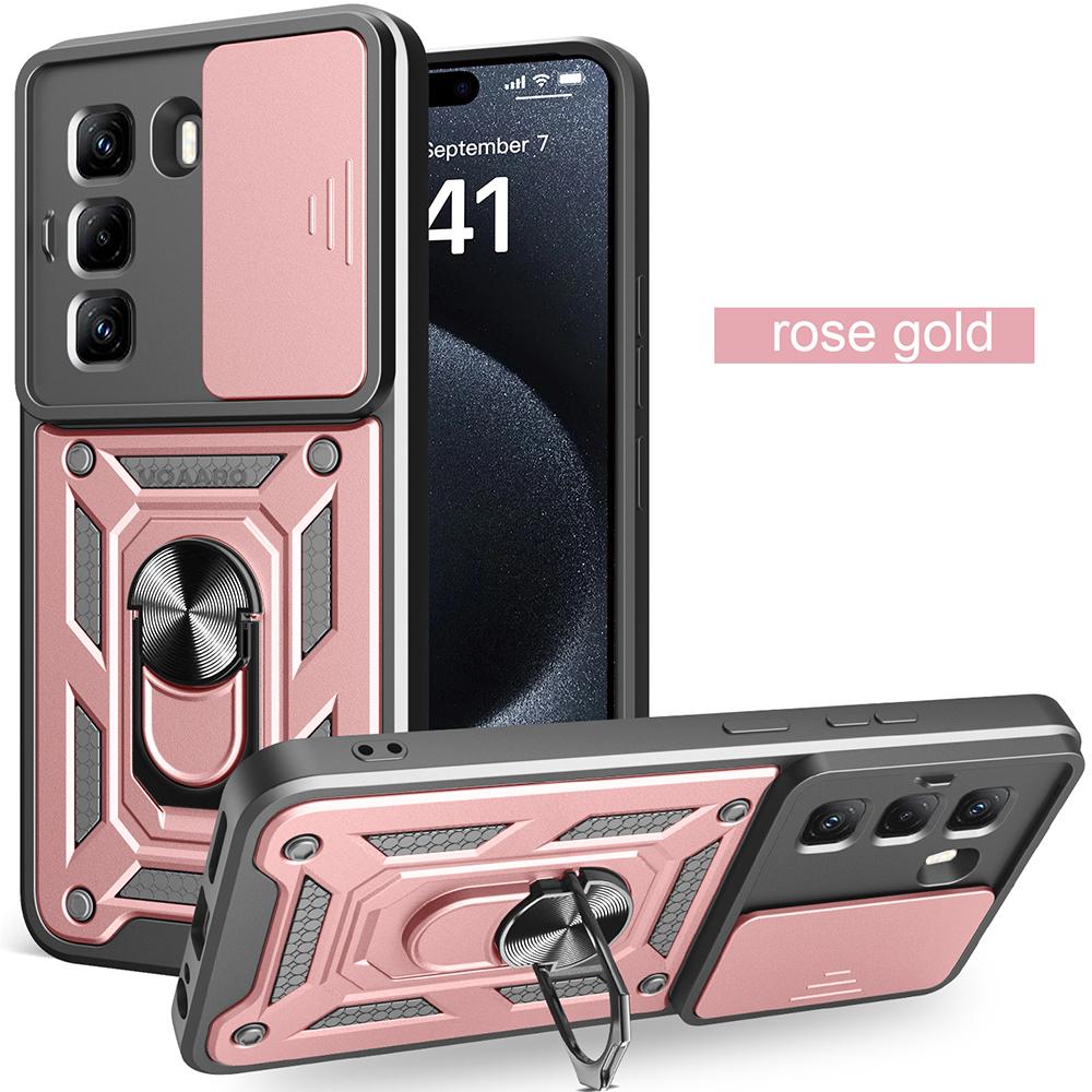 Slide Lens Armor Funda for Infinix Hot 60i 4G Case Magnetic Ring Stand Holder Cover for Infinix Hot 50 5G 60 5G Pro Plus 4G Case