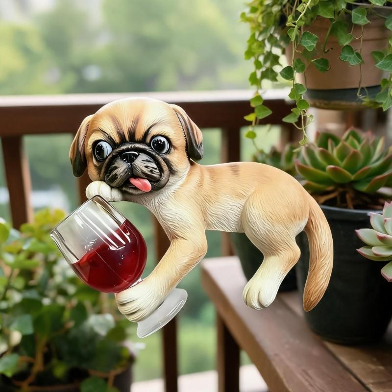 Miniature Dogs Garden Statue Flower Pot Hangers Ornament Resins Dogs Figurines Plant Pot Decorations for Yard Outside