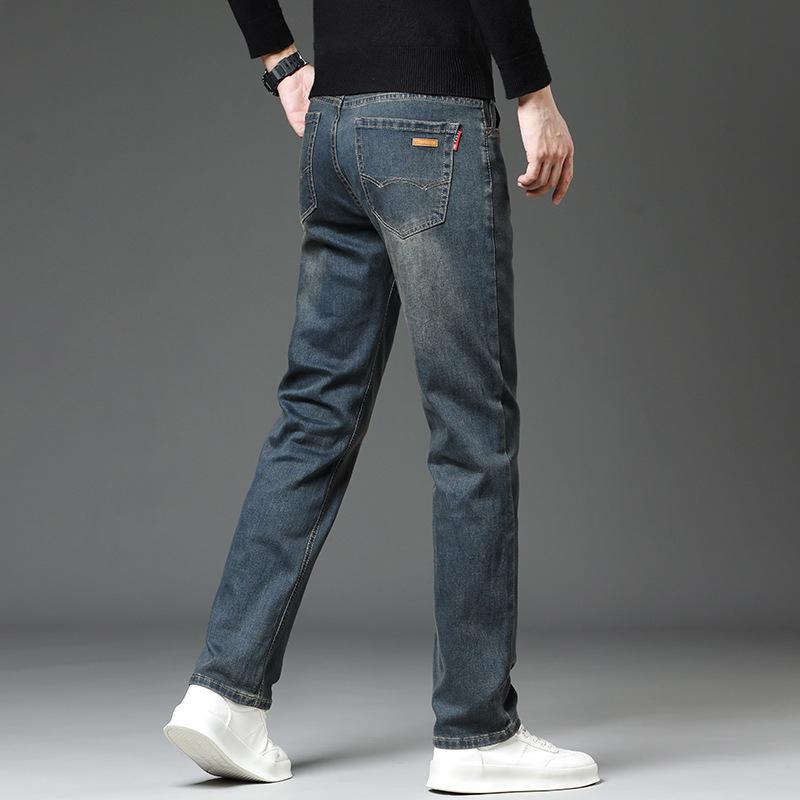 Autumn New Men's Jeans Elastic Loose Straight Leg Youth All-match Denim Trousers Fashionable Iron-free Light Business