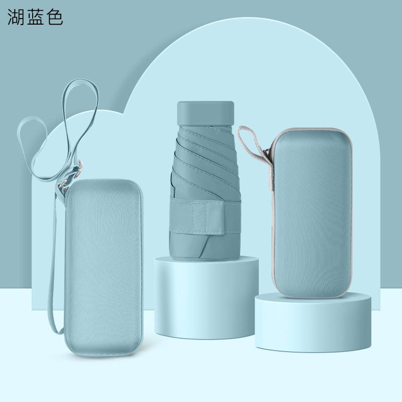 

Parasol Sunscreen Uv Protection Folding Umbrella Ultra Light Sun Umbrella Pocket Umbrella Mini 60% Folding Card Bag Flat Sun Umbrella 19inch without box озеро синього кольору