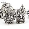 7 Pcs White Leaf Flower Metal Dice Hollow Metal Polyhedral Dice Set Suitable For Role-Playing Dice PropBoard Game Gift