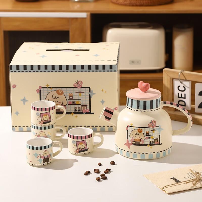 Ceramic Pot & Cup Set with Warming Pad