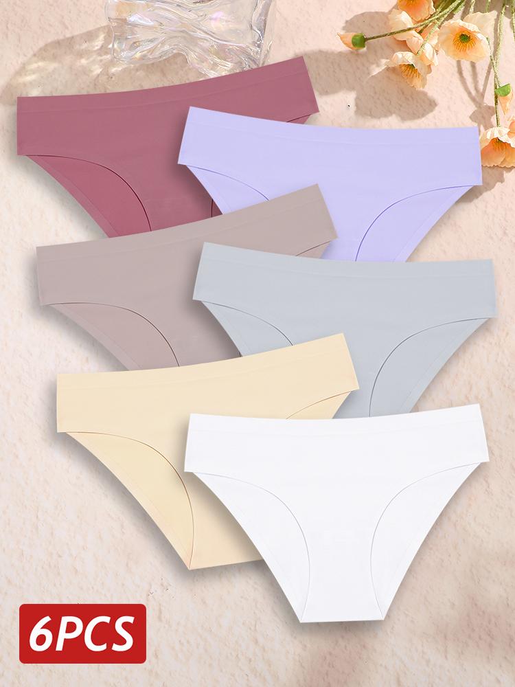 

6 шт. Женские бесшовные трусики Ice Silk ультратонкие трусы женское мягкое нижнее белье женское сексуальное нижнее белье с низкой посадкой высокие эластичные трусики XL&6pcs