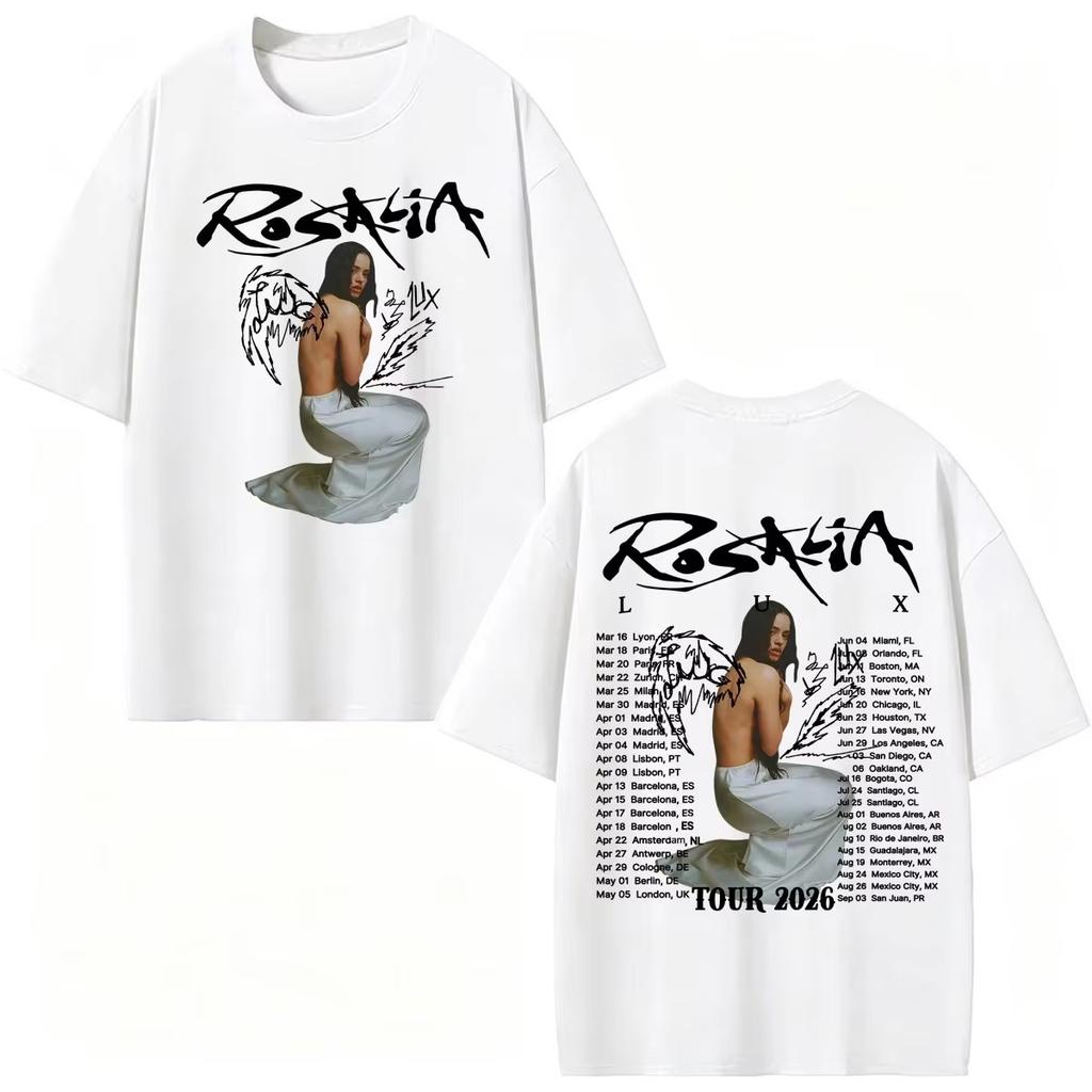 Summer Bestselling Singer Rosalia Lux 2026 Tour Unisex Vintage Hip Hop Street Style Short Sleeve Casual Unisex And Unisex Tshirt