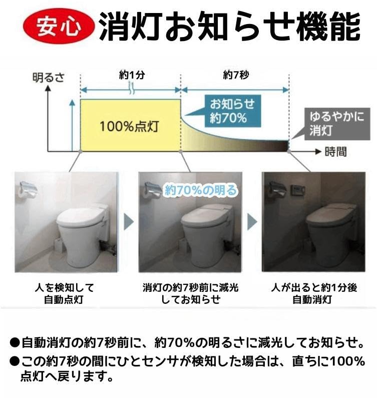 LED bulb, E26 base, equivalent to a 100W incandescent bulb, warm white (10.5W), with motion sensor and automatic onoff function to prevent forgetting