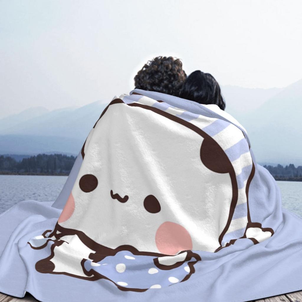 Bubu Dudu Going To Sleep Blanket Flannel All Season Panda and Bear Portable Soft Throw Blanket for Bedding Bedroom Quilt