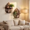 Decorative Wooden Monstera Shelf Rustic Photo Frame Storage Rack Wood Display Shelf  Office