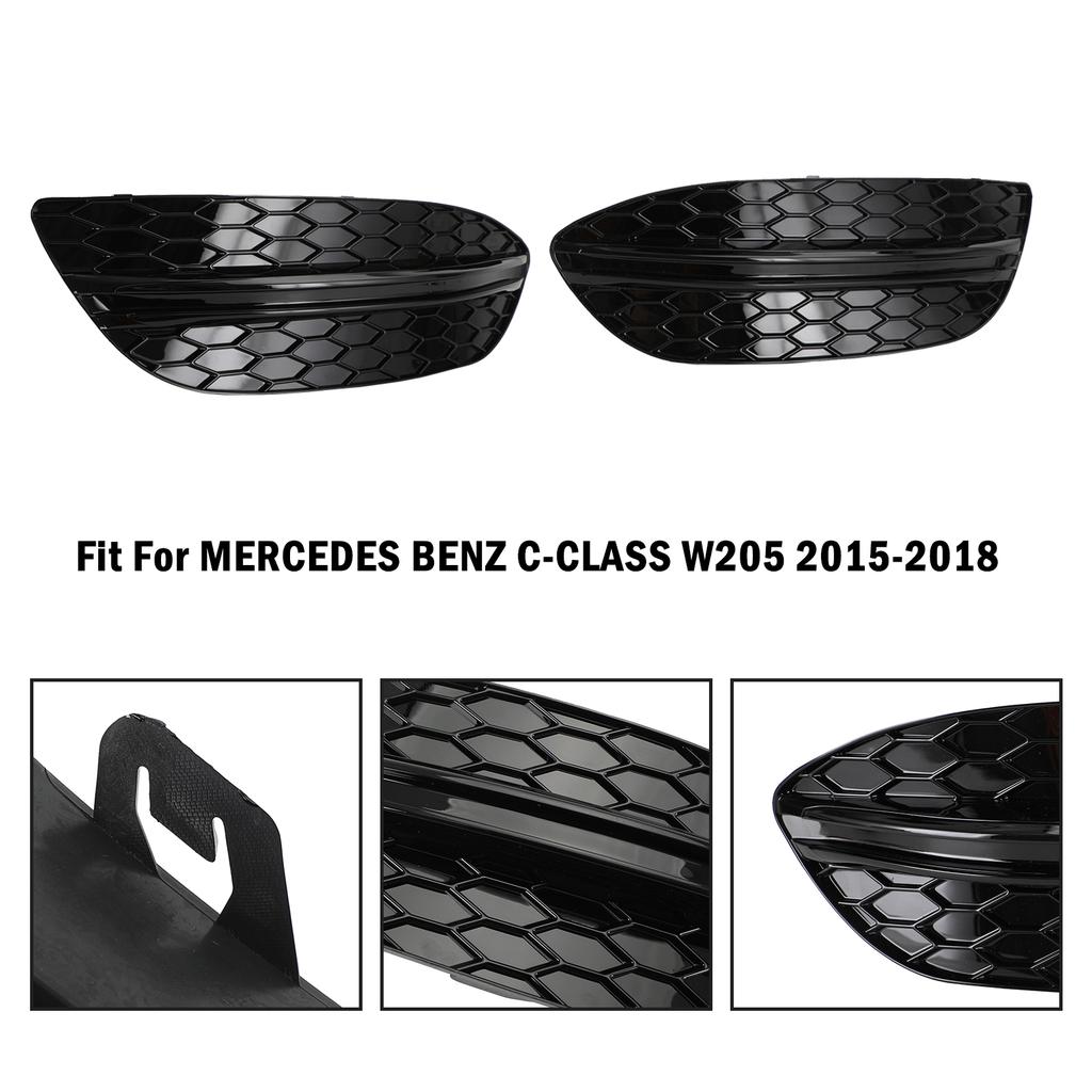 2PCS Front Fog Light Cover Fit MERCEDES BENZ C-CLASS W205 2015-2018 Base Sedan