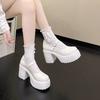 Platform High Heels Pumps Women 2025 Autumn Pu Leather Ankle Buckle Mary Jane Shoes Woman Thick Heeled White Lolita Shoes