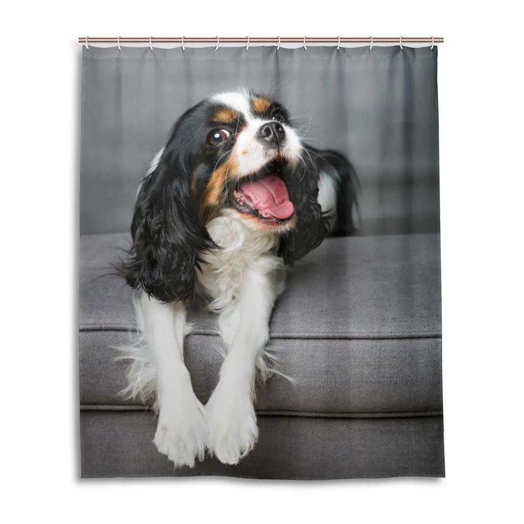 Cavalier King Charles Spaniel Hunde Duschvorhang Wasserdicht Polyester Stoff Badezimmer Duschvorhänge Badezimmer Dekoration Mit Haken